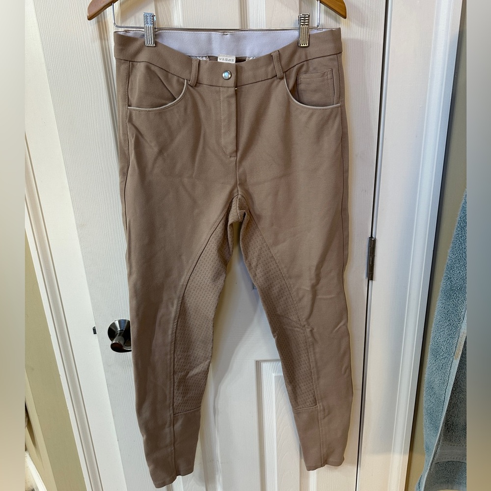 HR Farm Khaki Full Seat Silicone Grip Horse Equestrian Riding Pants Size 32